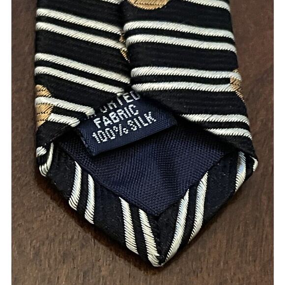 Vintage Smith Forester Black Gold 100% Imported Silk Men’s Neck Tie Made In USA - Picture 7 of 9